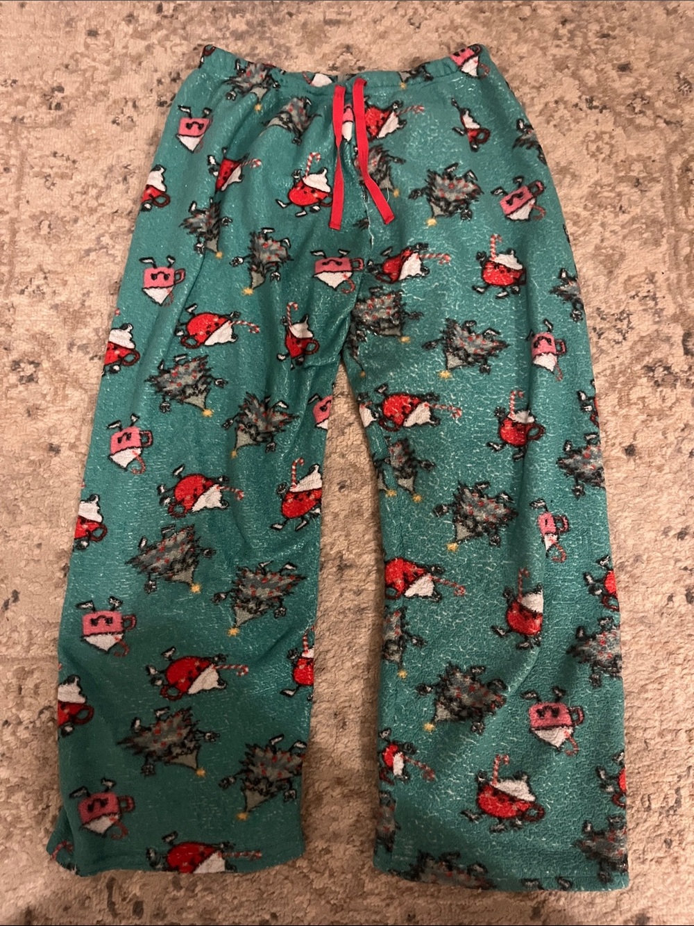Target Teal Kids Holiday Fleece Pajama Pants with Red Drawstring